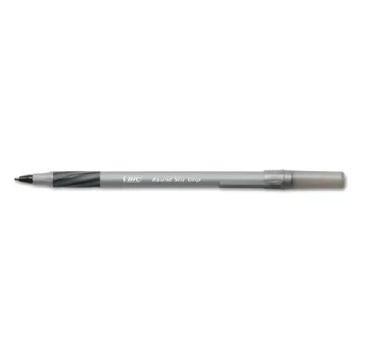 13902- BIC Round Stic Grip Black Fine Pen