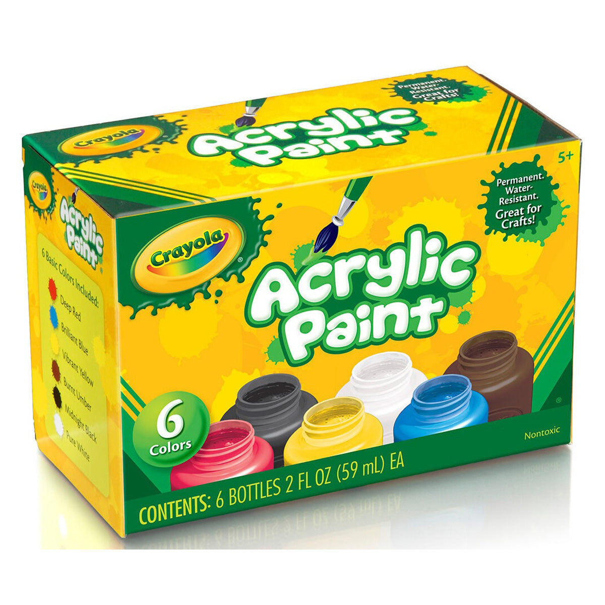 Crayola Acrylic Paint 6 colors 2FLoz (59ml)