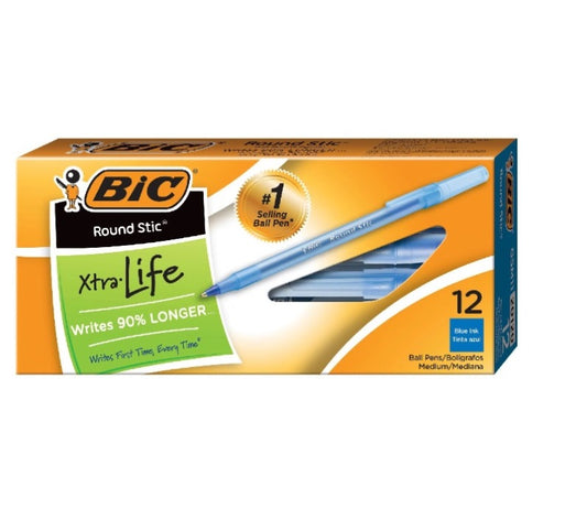 20120 - BIC Round Stic Pens - Blue Medium
