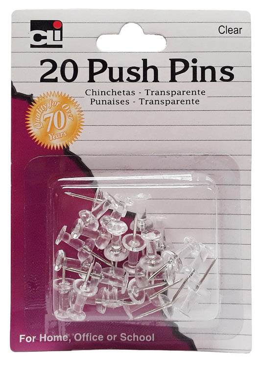 20210- CLI ''20'' Clear Push Pins