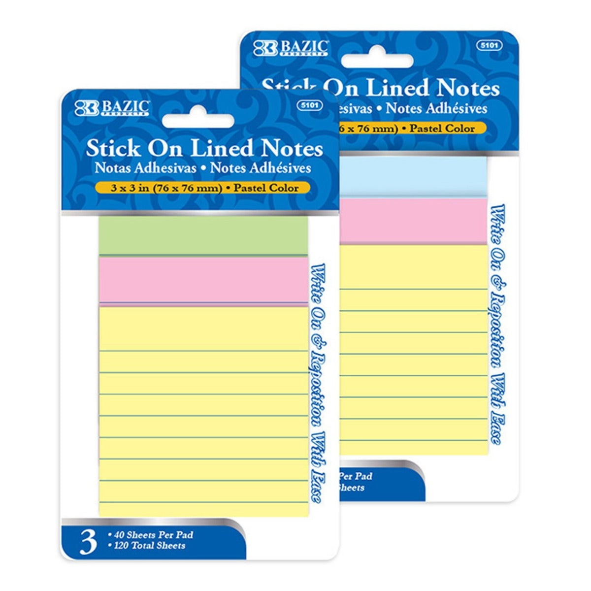 5101 - BAZIC Stick on Lined Notes 3 x 3