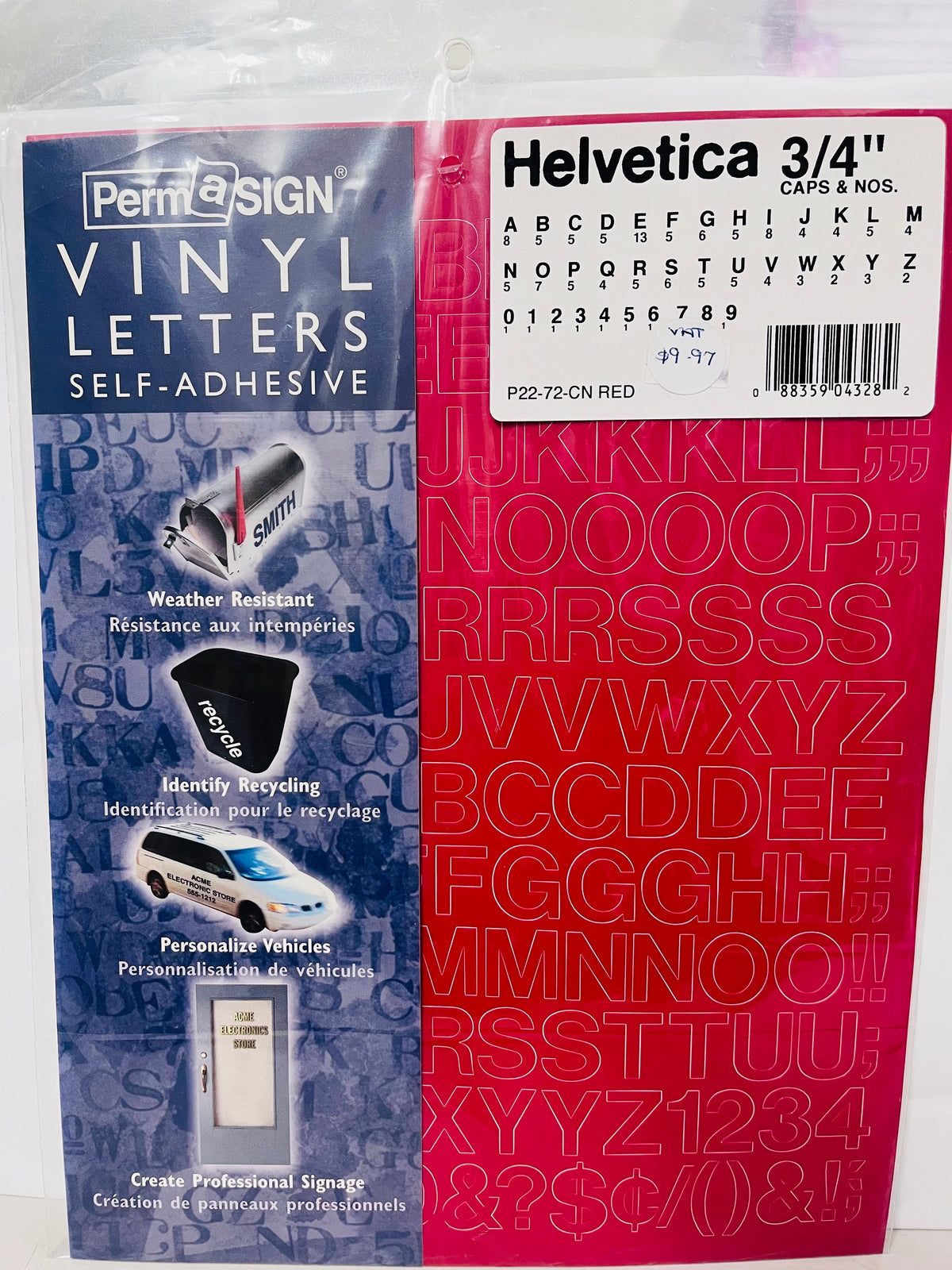 P22-72-CN Red Vinyl Letters