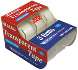 905 - Bazic Transparent Tape, 3 Rolls, 3/4 in x 500 in