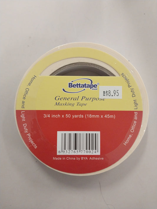 Bettatape General Purpose Masking Tape 3/4 in x 50 Yards