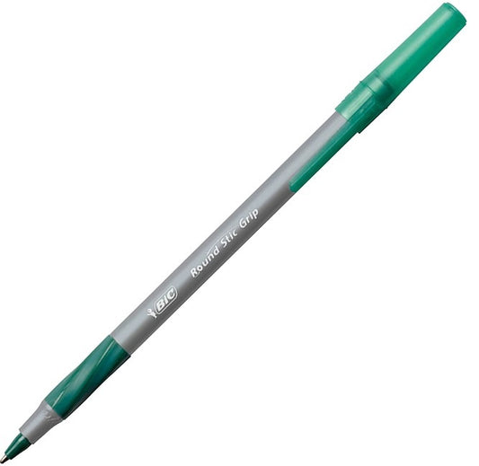 BIC Round Stic Grip Pen Green Medium