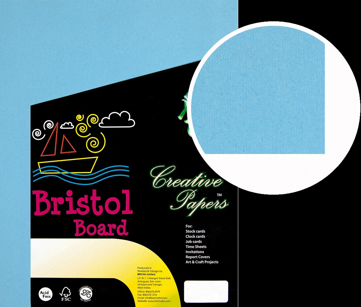 Bristol Board Blue, 8 1/2 x 11 - 100 sheets, 180 GSM
