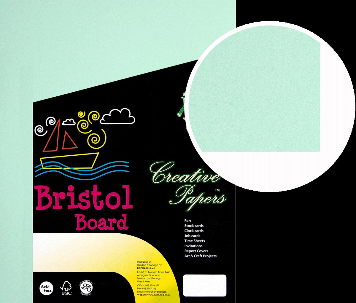 Bristol Board Green, 8 1/2 x 11, - 100 sheets, 180 GSM