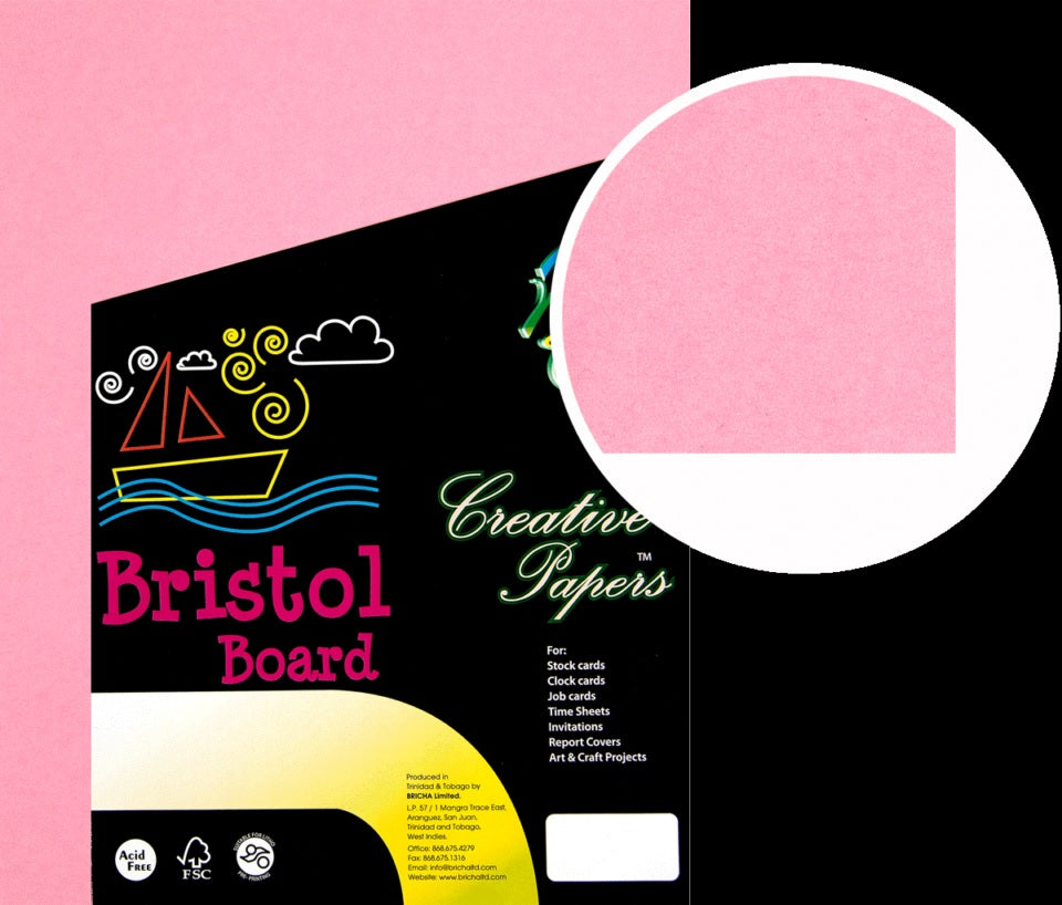 Bristol Board 8 1/2 x 11 Pink 25 sheets - 180GSM