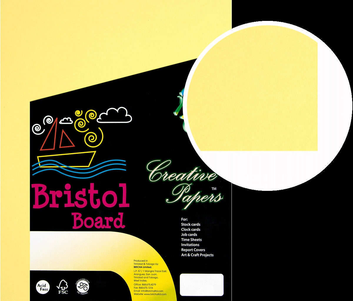 Bristol Board 8 1/2 x 11 Yellow 25 Sheets - 180GSM