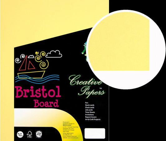 Bristol Board 8 1/2 x 11 Yellow 25 Sheets - 180GSM