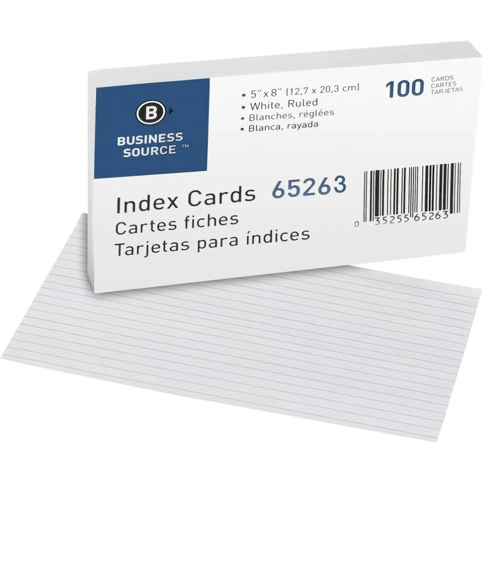 Business Source 100 Index Cards 5in x8in