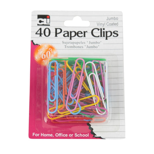 CLI ''40'' Jumbo Vinyl Coated Paper Clips