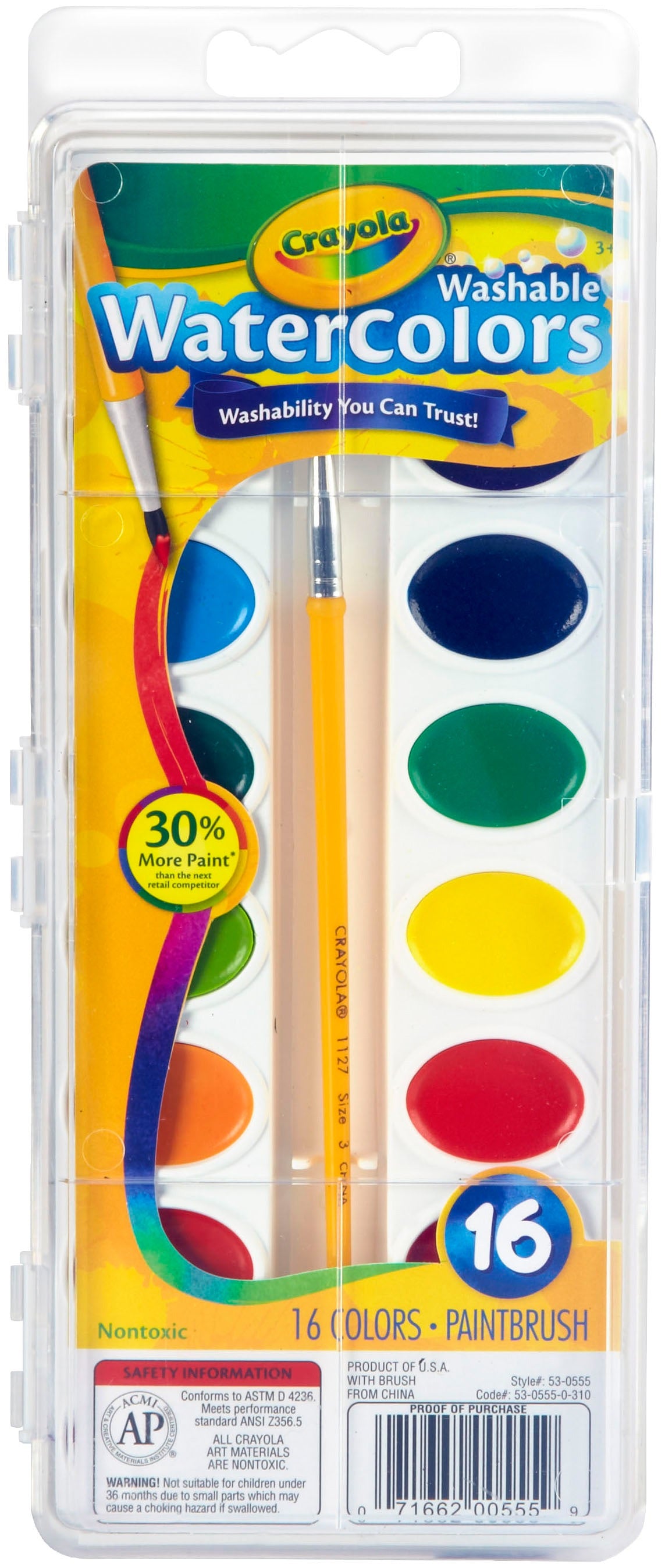 Crayola 16'' Washable Watercolors Paint Set