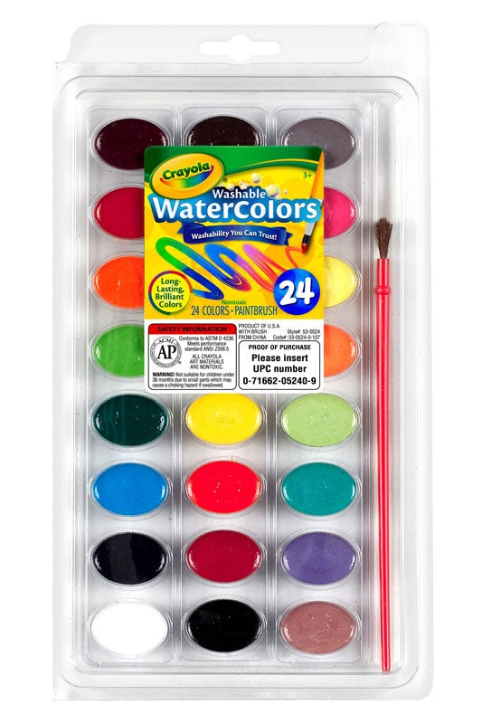 53-0524- Crayola 24 Colors Non-Toxic Washable Watercolors Paint Set