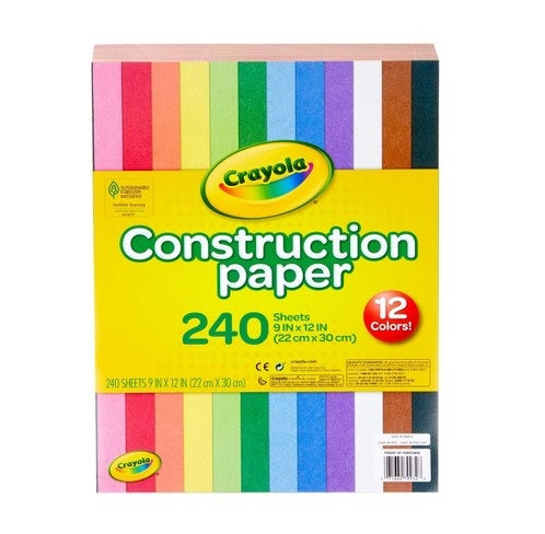 99-3200- Crayola Construction Paper, Assorted colors, 240 sheets, 9in x 12in