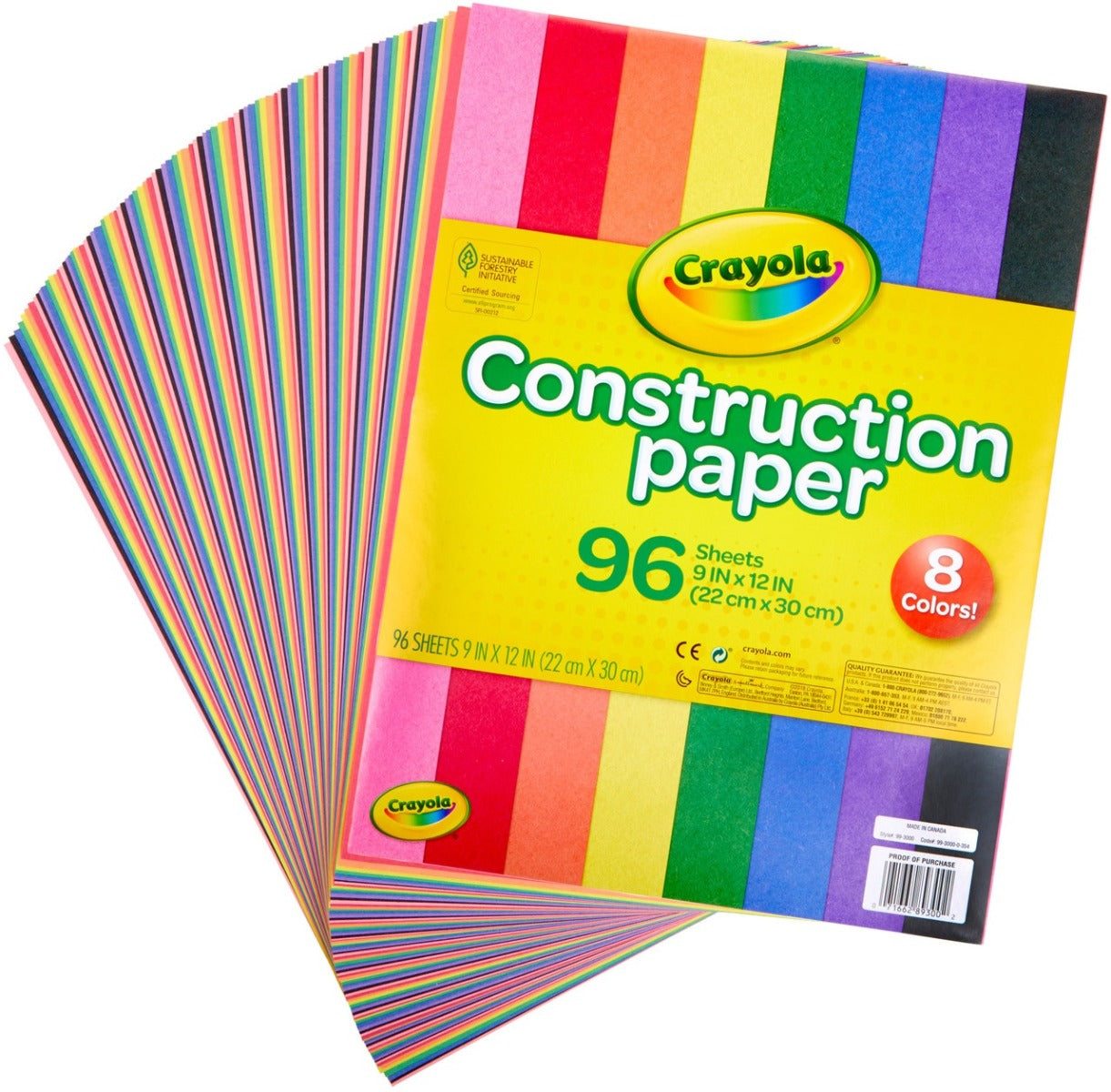 Crayola Construction Paper, Assorted colors, 96 Sheets, 9in 12 in