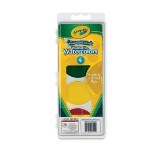 Crayola Washable Watercolors Brush & 4 Jumbo Pans, Paint Set