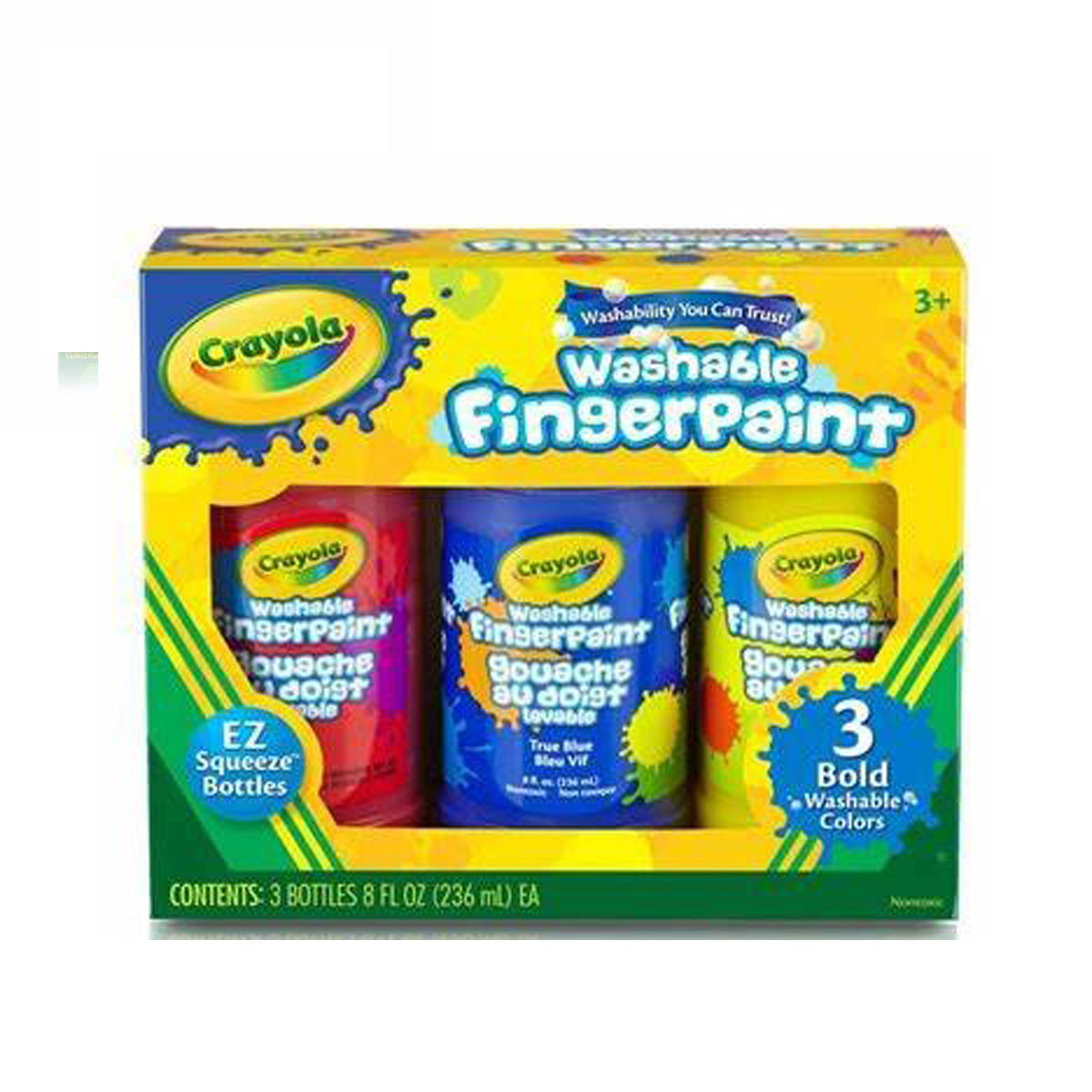 Crayola Washable Finger Paint 3 bottles 8FL oz (236ml)