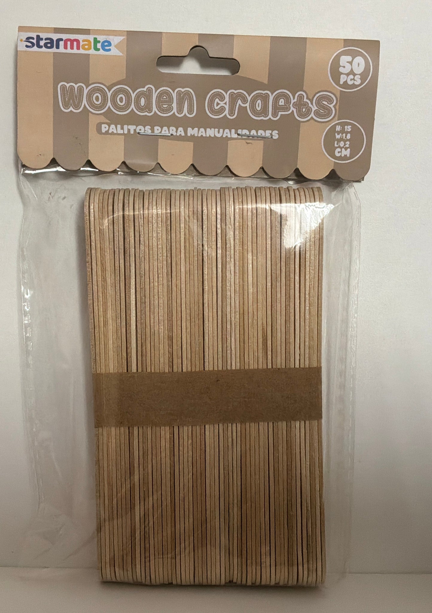 STR-2027 Starmate 50pcs Natural Wooden Craft Sticks