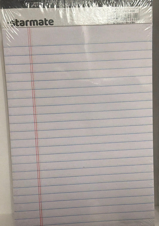 PAD-058 Starmate Small Lined Notepad 50 sheets (5x8)