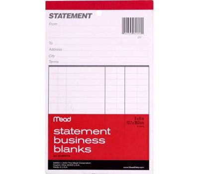 Mead 54 sheets Statement Business Blanks 5in x 8in